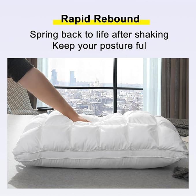 YOUR MOON Soft Pillows Queen Size for Sleeping, Support Bed Pillows, Fluffy Down Alternative Pillow, Luxury Hotel Gel Pillows for Side Sleeping (White)