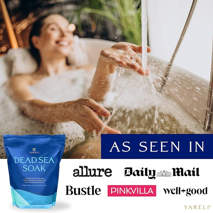 Yareli Magnesium Flakes, 5lb, Dead Sea Bath and Foot Soak, Alternative to Epsom Salt with Over 250,000mg of Magnesium Chloride Per Bag