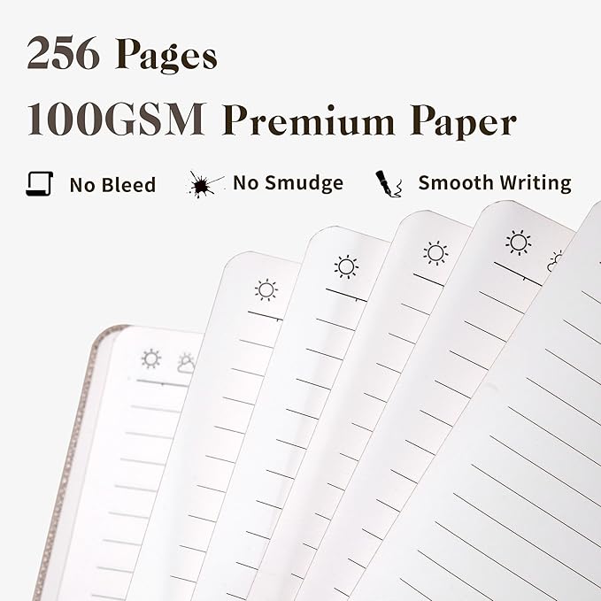 CAGIE Textured Hardcover Lined Journal for Women and Men, A5 Leather Journal Notebook with 256 Pages, 100GSM Paper – College Ruled Journaling Notebook for Writing, Work, School, Daily Diary