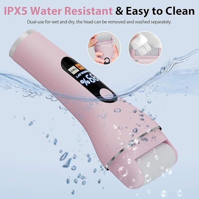 Electric Callus Remover for Feet, Rechargeable Portable Electronic Foot Callus Remover 2-in-1 Wet/Dry Foot Scrubber Electric Toot File for Hard Cracked Dry Dead Skin(Pink)