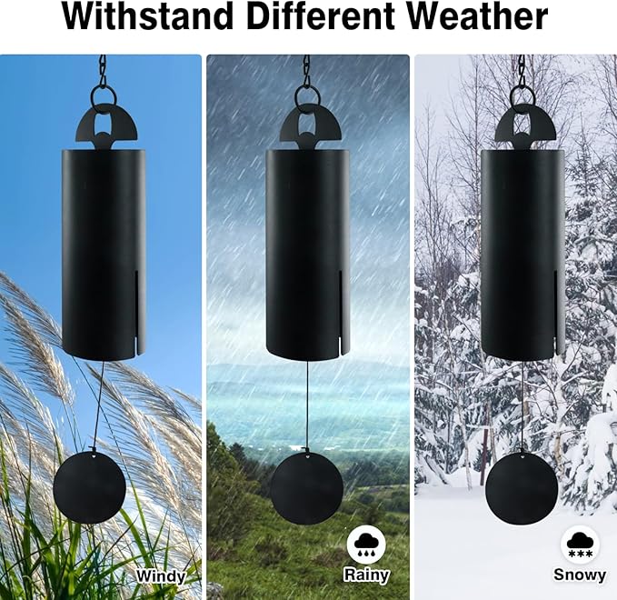 ASTARIN Wind Chimes for Outside Deep Tone Heroic Windbell Deep Resonance Serenity Bell Outdoor Decor for Patio,Yard,Porch,Garden(Matte Black)