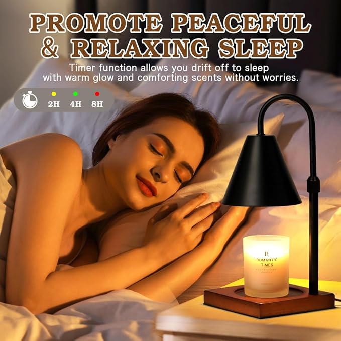 Modern Candle Warmer Lamp with Timer, Dimmable Candle Lamp Warmer, Men Women Christmas Birthday Gift, Black Candle Warmer, Adjustable Candle Light Warmer, Cozy Living Room Bedroom Home Decor