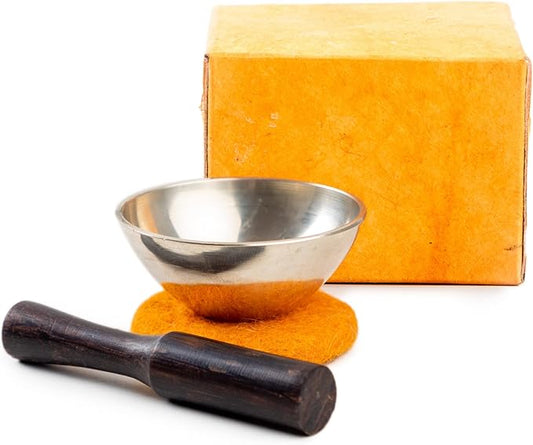 Mini Tibetan Singing Bowl Set - Cute Yoga Gift | Easy to Carry | Unique Sound Bowl Made of Bronze, Authentic Handcrafted Small Singing Bowl for Meditation and Healing - by Himalayan Bazaar (2-Inch)