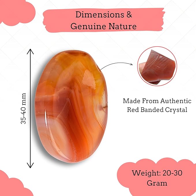 Red Onyx Worry Stones – Crystal Thumb Worry Stone for Anguish, Stress – Relaxing & Soothing Balance Stones for Meditation, Relief – Healing Stones & Crystals for Men, Women