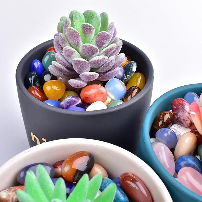 Polished Stone Set Lepidolite Crystals, 0.8" Handpicked Tumbled Gemstones Rocks, Pebbles for Reiki, Chakra, Healing, Home Decor