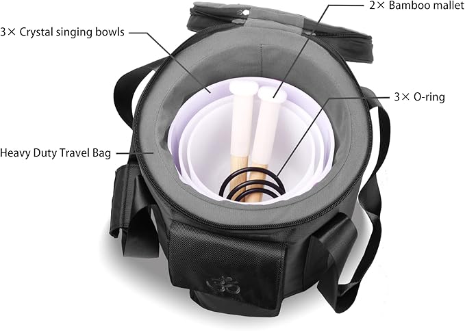 FMTY 7inch 8inch 9inch Crystal singing bowls set sound bowl for healing Mindfulness, Meditation, Yoga, Spiritual and Body Healing Chakra Bowl (D+F+C)