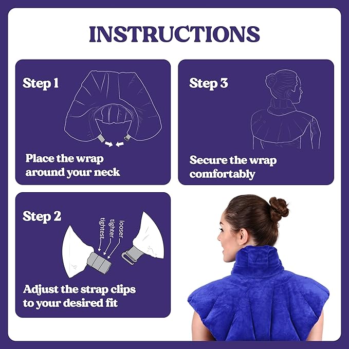 Microwavable Heating Pad for Neck, Shoulders, and Back by Joy & Grace | 5 Lb Weighted Neck & Shoulder Wrap | Moist Heat Therapy Pack for Relaxation and Comfort | Soft Micro-Mink Cover | Scented Blue