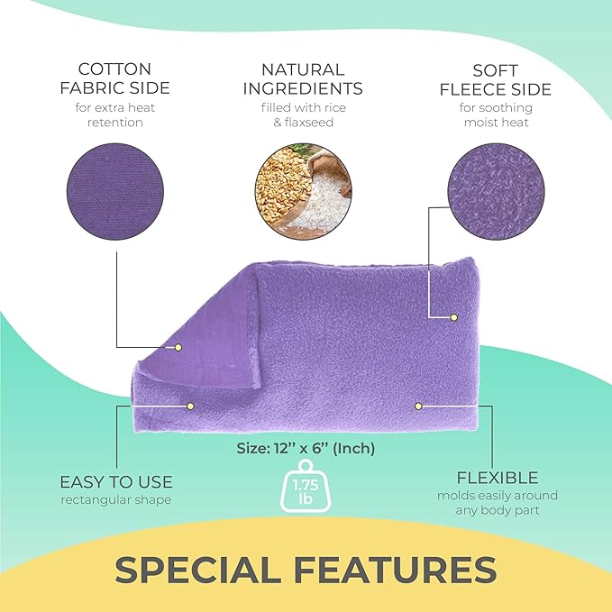 My Heating Pad for a Better Comfort - Moist Microwavable Heating Pads for Joint Pain and Sore Muscles - Microwave Hot Pack Heat Pad for Cramps - Chilled or Heated Pad Therapy Pillow - 3 Packs Purple