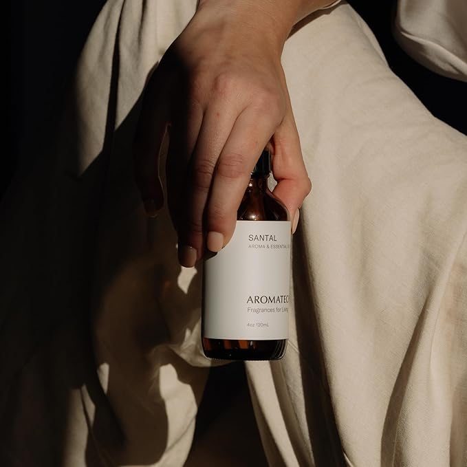 AromaTech Santal Aroma Essential Oil Blend: Luxury Hotel Inspired Aromatherapy with Amber, Vanilla, Cedar & Sandalwood for Ultrasonic Diffusers & Nebulizers - 4 fl oz, 120 mL