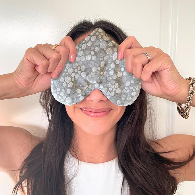 Cooling Eye Pillow with Lavender โ Grey Dot Heart Mask for Puffy Eyes, Stress Relief, Sensory Recovery โ Meditation & Bedtime Calm Gift Under $40