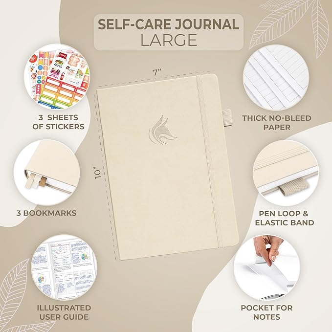 Clever Fox Self-Care Journal – Wellness & Daily Reflection Notebook – Mental Health & Personal Development Journal – Self-Care, Meditation & Mood Journal for Women & Men – Large (Seashell)