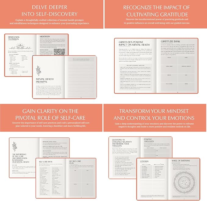 FINDING BALANCE Mental Health Journal β 6-Month Daily Journal with Prompts for Mindfulness, Self-Care & Healing β Anxiety & Depression Relief β Hardcover