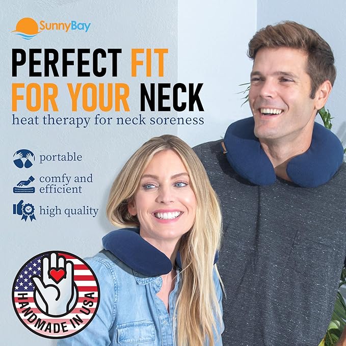 SunnyBay Microwave Heating Pad, Microwavable Heated Neck Pillow for Moist Hot Therapy, Aromatherapy Heated Neck and Shoulder Wrap with Flaxseed and Lavender Filling, 2.5 lbs, Navy Blue