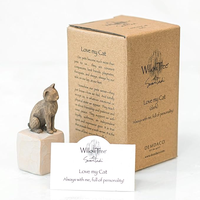 Willow Tree Love My Cat (Dark), Sculpted Hand-Painted Figure