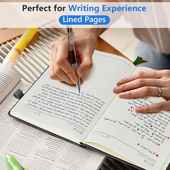 Lined Journal Notebook for Men & Women, 160 Pages College Ruled Journal for Writing, A5 Hardcover Leather Notebooks for Work, School, Business, Travel, Daily Diary 5.9" x 8.5" - Black