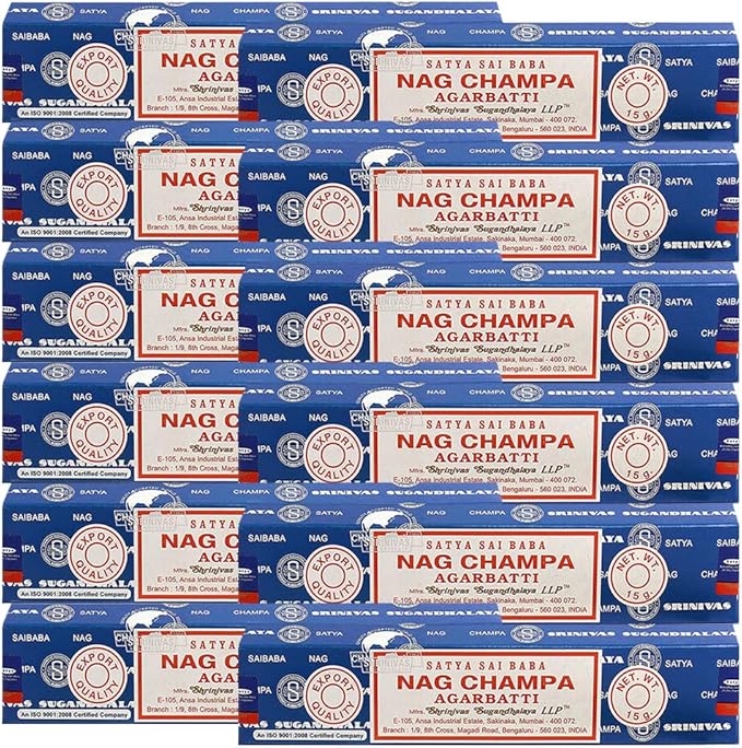 Nag Champa Incense Sticks 15g x 12 and Incense Stick Holder Bundle