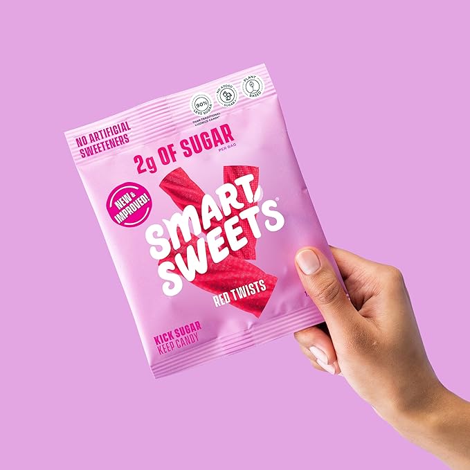 SmartSweets Red Twists, 1.8oz (Pack of 12), Licorice Gummy Candy with Low Sugar (2g), Low Calorie (110), No Artificial Sweeteners, Plant-Based, Gluten-Free, Healthy Snack for Kids & Adults