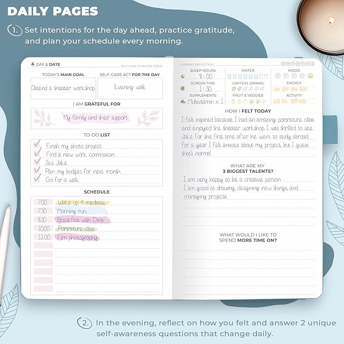 Clever Fox Self-Care Journal Pocket – Daily Reflection Notebook – Mental Health & Personal Development Planner, Meditation & Mood Log (Aquamarine)