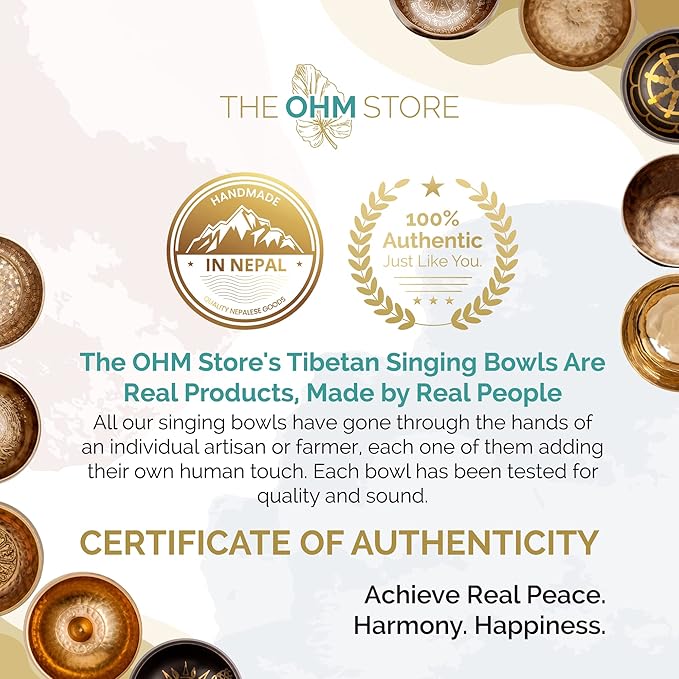 Ohm Store Tibetan Singing Bowl Set — Meditation Sound Bowl Handcrafted (4″)
