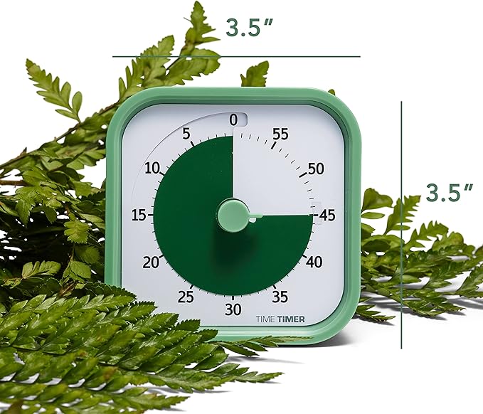 TIME TIMER Home MOD - 60 Minute Kids Visual Timer Home Edition - for Homeschool Supplies Study Tool, Timer for Kids Desk, Office Desk and Meetings with Silent Operation (Fern Green)
