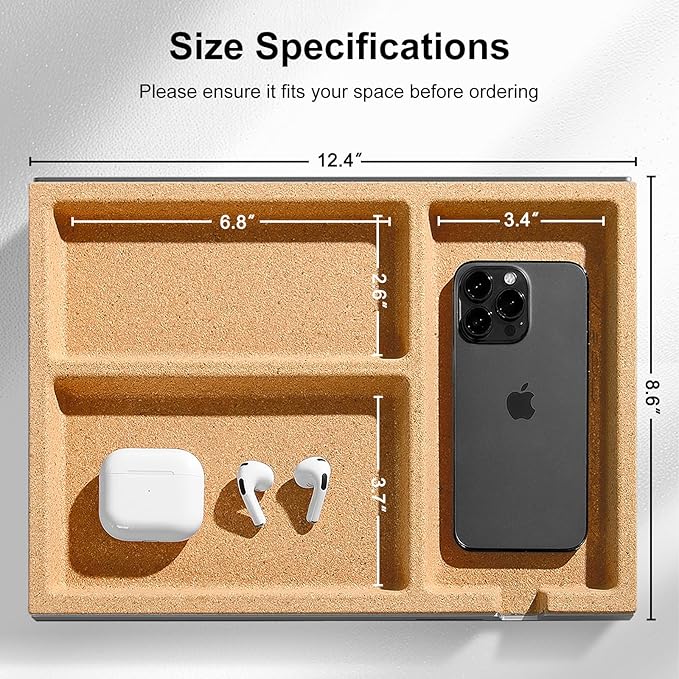 UPERGO Valet Tray, Nightstand Tray for Men, Desk Drawer Organizer for Keys, Watch, Jewellery, Bedside Caddy