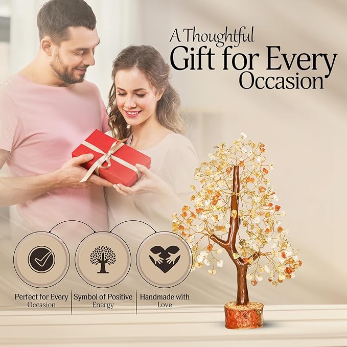 YATSKIA Citrine Crystal Tree of Life - Gemstone Tree - Citrine Crystal Stone Decor - Good Luck Gifts - Home Decor - Crystals Gifts