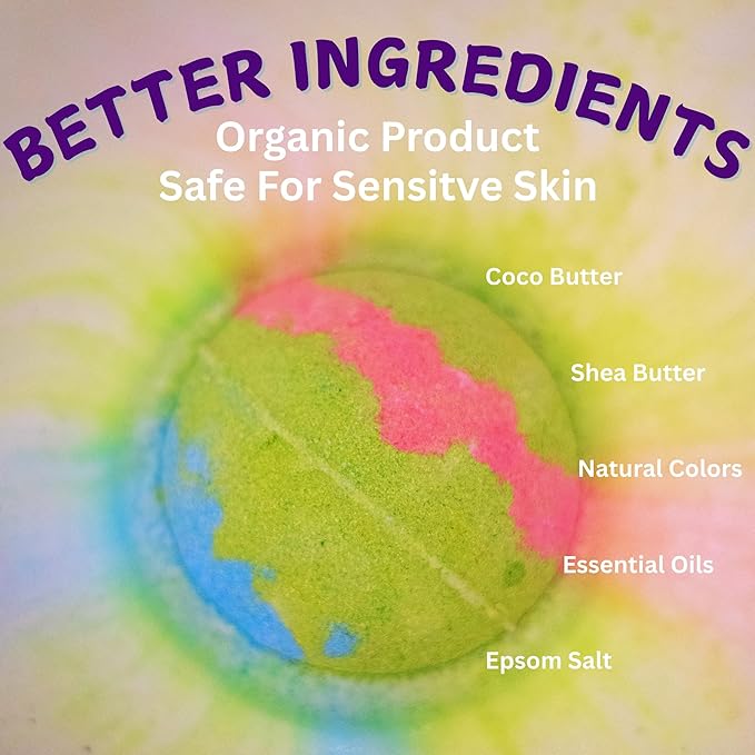 EvolutionUSA 1pc Purple Epic Superhero Bath Bombs for Kids, Super Hero Bath Bomb with Toy Inside, Lush Children Bathbomb, Organic Bathbomb with Surprise Inside, Fizzy Fun Superhero Bath Ball