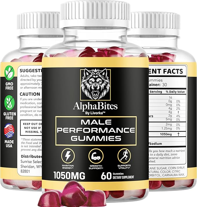 Alpha Bites - Original Formula 7 in 1 Alpha Bites Gummies, AlphaBites for Men, Official Alpha Bites Advanced Premium Formula Performance and Energy, Alpha Bite Gummy Reviews, for 1 Month