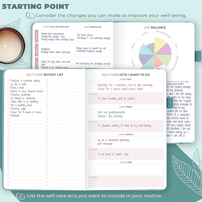 Clever Fox Self-Care Journal – Daily Reflection Notebook – Mental Health & Personal Development Planner, Meditation & Mood Log, A5 (Blue Surf)