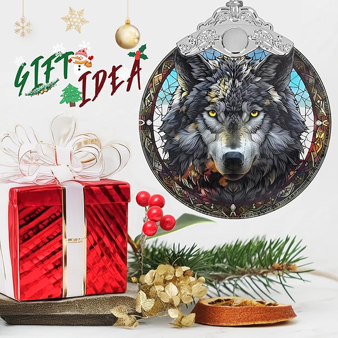 Gray Wolf Stained Glass Orament - Christmas Ornament - Christmas Decorations for Tree - Holiday Present ldeas - Gift Exchange