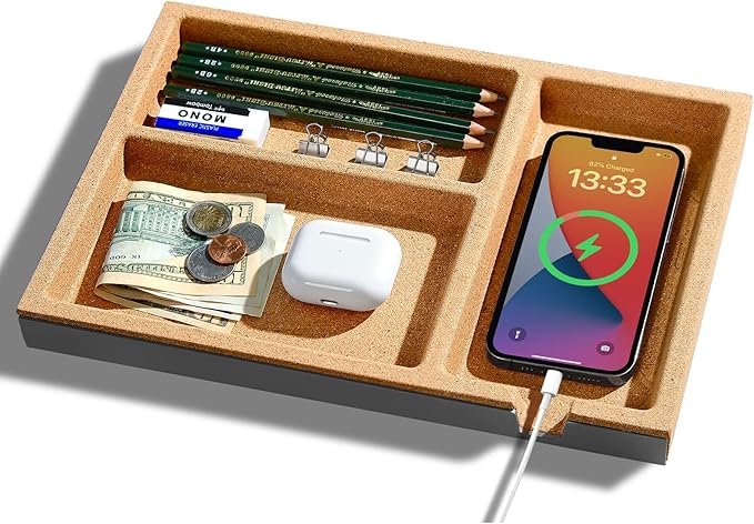 UPERGO Valet Tray, Nightstand Tray for Men, Desk Drawer Organizer for Keys, Watch, Jewellery, Bedside Caddy