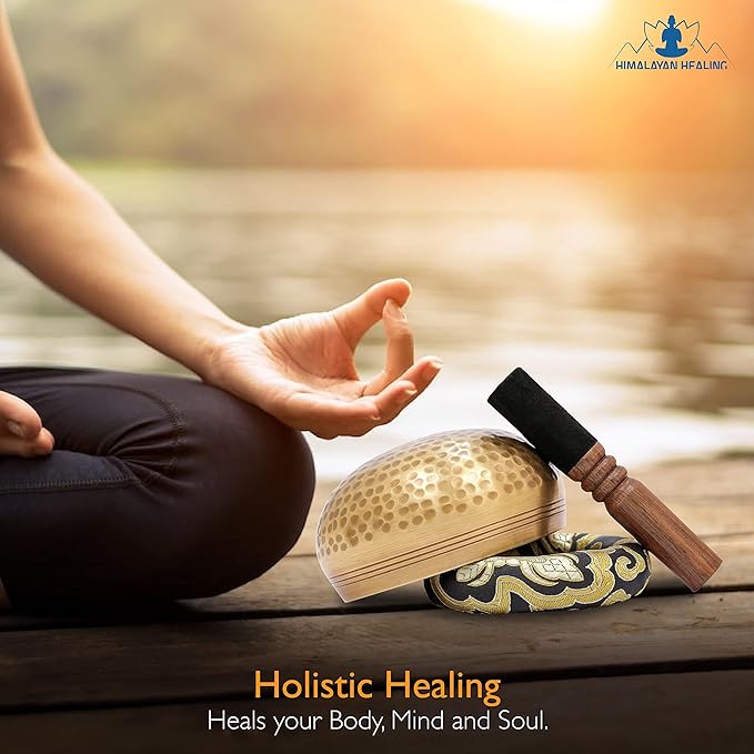 Tibetan Singing Bowls Set~ Meditation Sound Bowl hand Hammered in Nepal For Yoga, Meditation, Mindfulness, Healing & Chakra balancing~ (4 inch (Black Cushion))