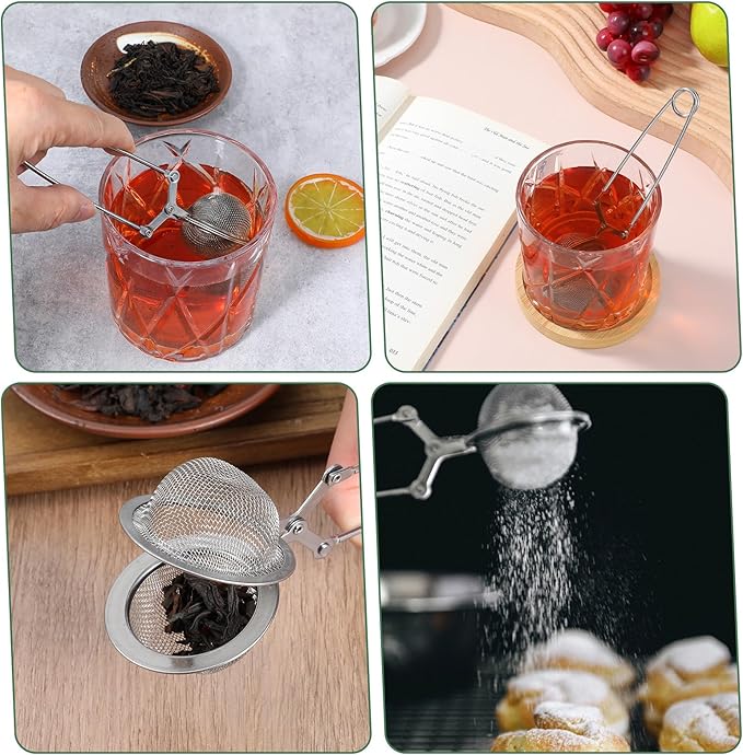 24 Pcs Snap Ball Tea Strainer Loose Leaf Tea Infuser Stainless Steel Teas Infuser Filter with Handle Mesh Snap Teas Ball Strainers for Loose Leaf, Spices, Seasonings(Silver)