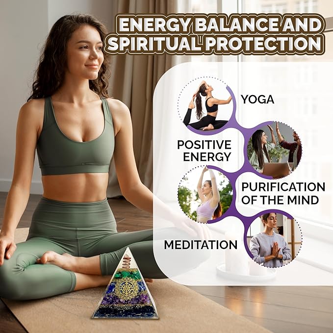 Tourmaline Orgone Pyramid โ Anxiety Relief & Energy Shield โ Handcrafted Orgone Generator with Tourmaline, Amethyst, Lapis Lazuli & Malachite โ Meditation Altar Dรฉcor & Gift