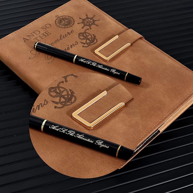 Fanery Sue Refillable Adventure Travel Journal For Women & Men Faux Leather Hardcover A5 Travel Notebook College Ruled 200 Lined Pages Lay-Flat Diary With Pen & Magnetic Buckle(Adventure - Brown)