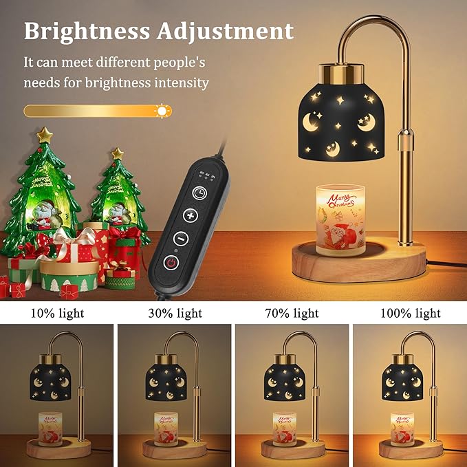 Candle Warmer Lamp with Timer, Candle Warmer Lamp Black - Wax Melt Warmer with Timer, Adjustable Height, Ideal for Jar Candles, Perfect House Warming Gift for Women on Christmas