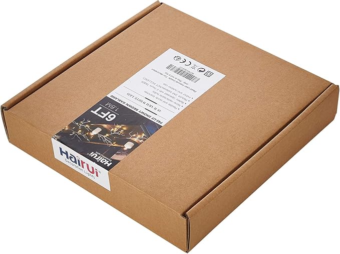 Hairui Lighted Garland Snow Flocked with Timer 6FT 48 LED Battery Operated Pre-lit Twig Vine Firepalce Mantle Table Winter Christmas Decoration Indoor Outdoor