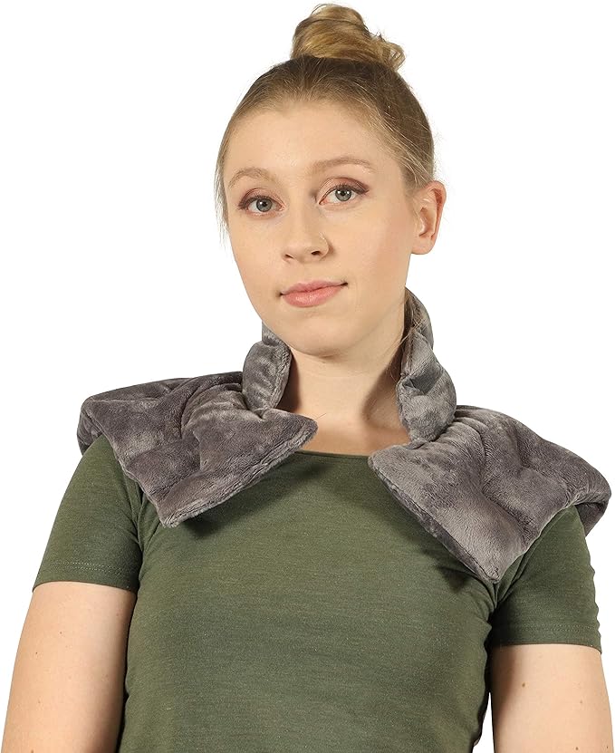 Mars Wellness Heated Microwaveable Neck and Shoulder Wrap - Herbal Hot/Cold Deep Penetrating Weighted Herbal Aromatherapy Shoulder and Neck Therapy Wrap - Made in The USA (Charcoal)