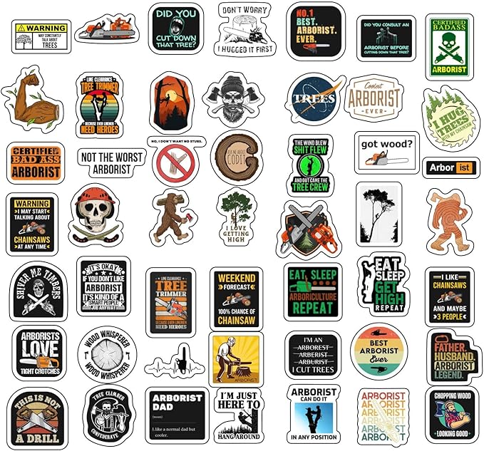 BulbaCraft Arborist Stickers for Water Bottle and Laptop - Nature Party Favors & Decorations, Waterproof Vinyl Tree Decals, Arborist and Forestry Stickers Laptop Decals, Gifts for Women & Men