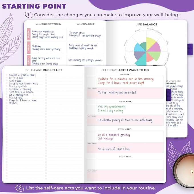 Clever Fox Self-Care Journal – Wellness & Daily Reflection Notebook – Mental Health & Personal Development – Self-Care, Meditation & Mood Journal for Women & Men – Large (Purple)