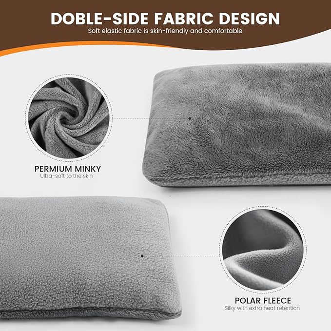 Microwave Heating Pad with Washable Cover, 6.5 X 12“ Microwavable Heating Pads for Neck and Shoulders and Back, Warm Compress for Knee, Muscles, Joints, Wrist, Abdomen (Gray)