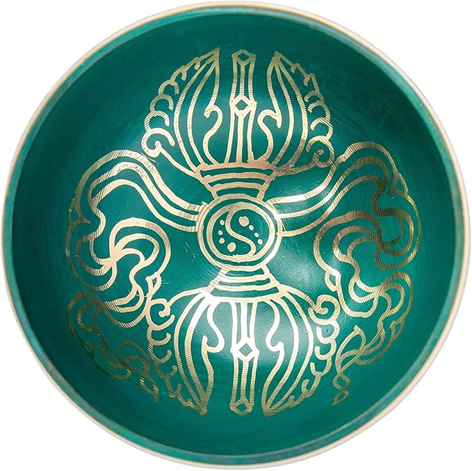 Tibetan Singing Bowl Set - Authentic Handcrafted Mindfulness Meditation Holistic Sound 7 Chakra Healing by Himalayan Bazaar (Turquoise)