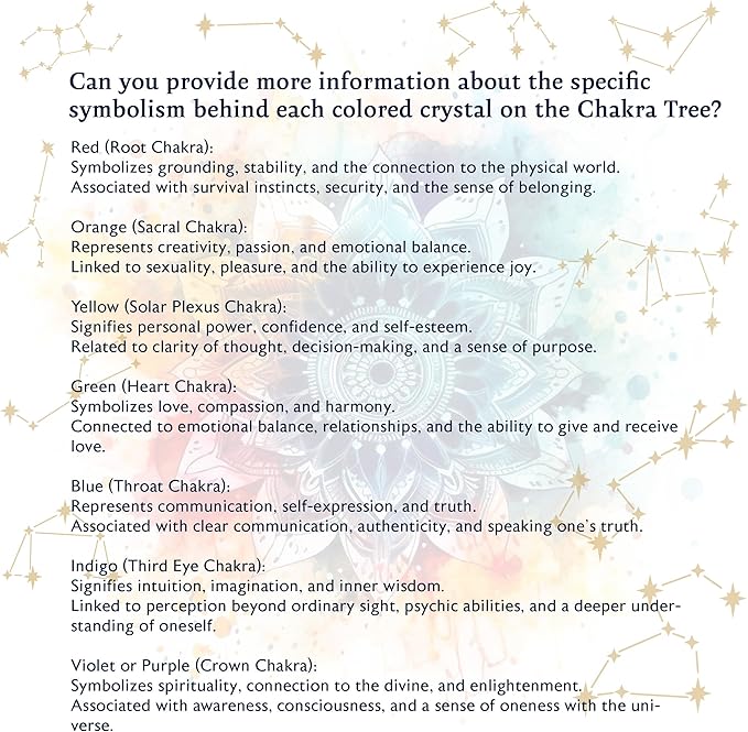 YATSKIA Chakra Crystal Tree - Handmade Healing Crystal Trees with 7 Chakra Stones - Decorative Tree of Life for Meditation, Feng Shui, and Home Decor - Unique Birthday Gifts for Women