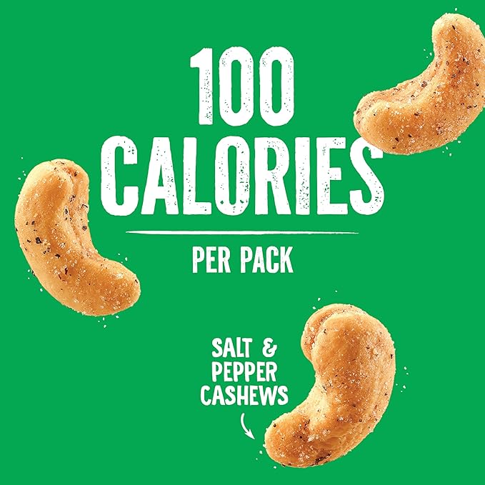 Emerald Nuts, 100 Calorie Packs, 7 Count, Salt & Pepper Cashews, 4.34 Oz