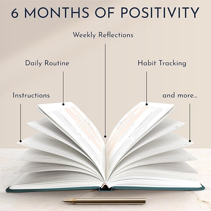 RYVE Daily Gratitude Journal for Women, 6-Month Guided Positivity & Wellness Journal with Prompts, Affirmations, Mindfulness, For Self-Reflection & Manifestation