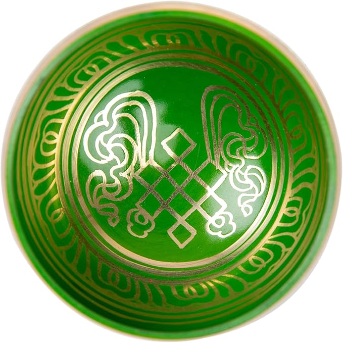 Tibetan Singing Bowl Set Brass - Master Healing Grade - Authentic Handcrafted Sound Bowl by Himalayan Bazaar (Black and Red)