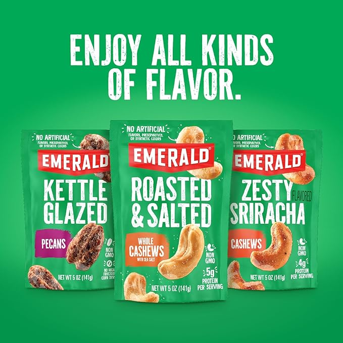 Emerald Nuts, 100 Calorie Packs, 7 Count, Salt & Pepper Cashews, 4.34 Oz