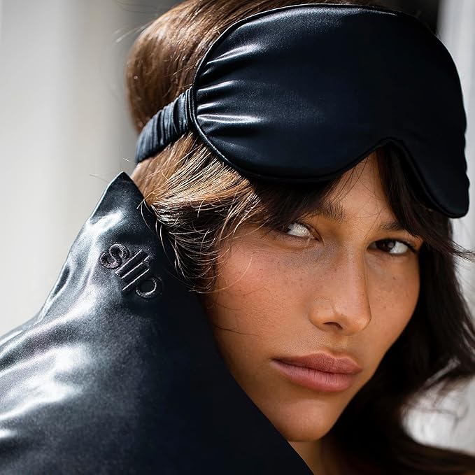 slip Contour Sleep Mask | 100% Pure Mulberry Silk, Ultra Soft | Contoured Design, Prevents Eye Pressure | Adjustable Strap, Ideal for Travel - Black