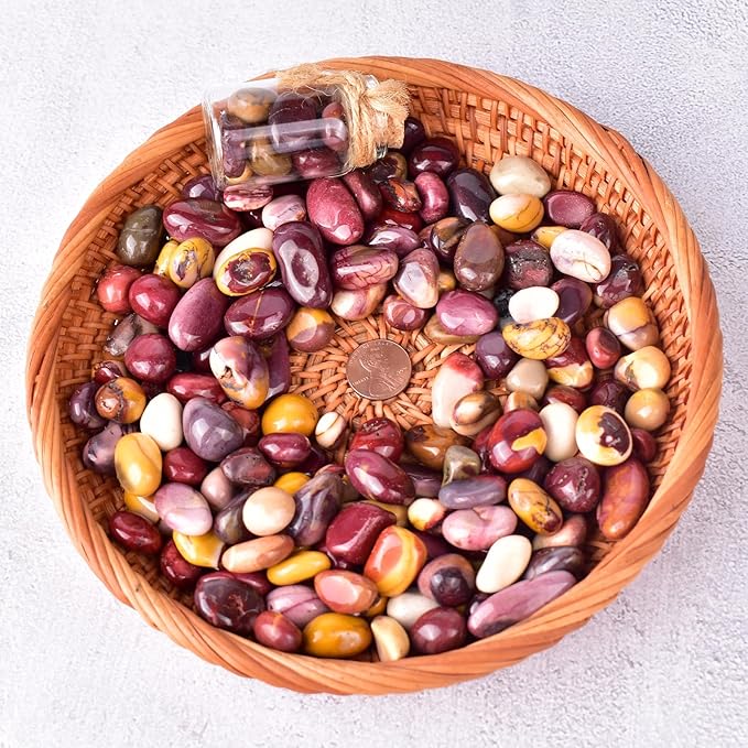 Polished Mookaite Jasper Crystals - 72 Pcs, 0.5" 10 oz, Handpicked Tumbled Gemstones Rocks, Pebbles for Reiki, Chakra, Healing Home Decor