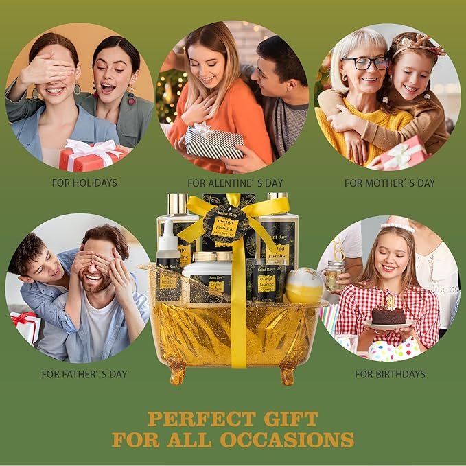 Luxury Home Spa Bath Gift Basket, Spa gift basket Christmas Gifts for Women men, Spa Kit Self-care Gifts, Spa Collection Gift, Orchid Jasmine Bath and Body Gift Pampering Spa Gifts Mother's Day Gift